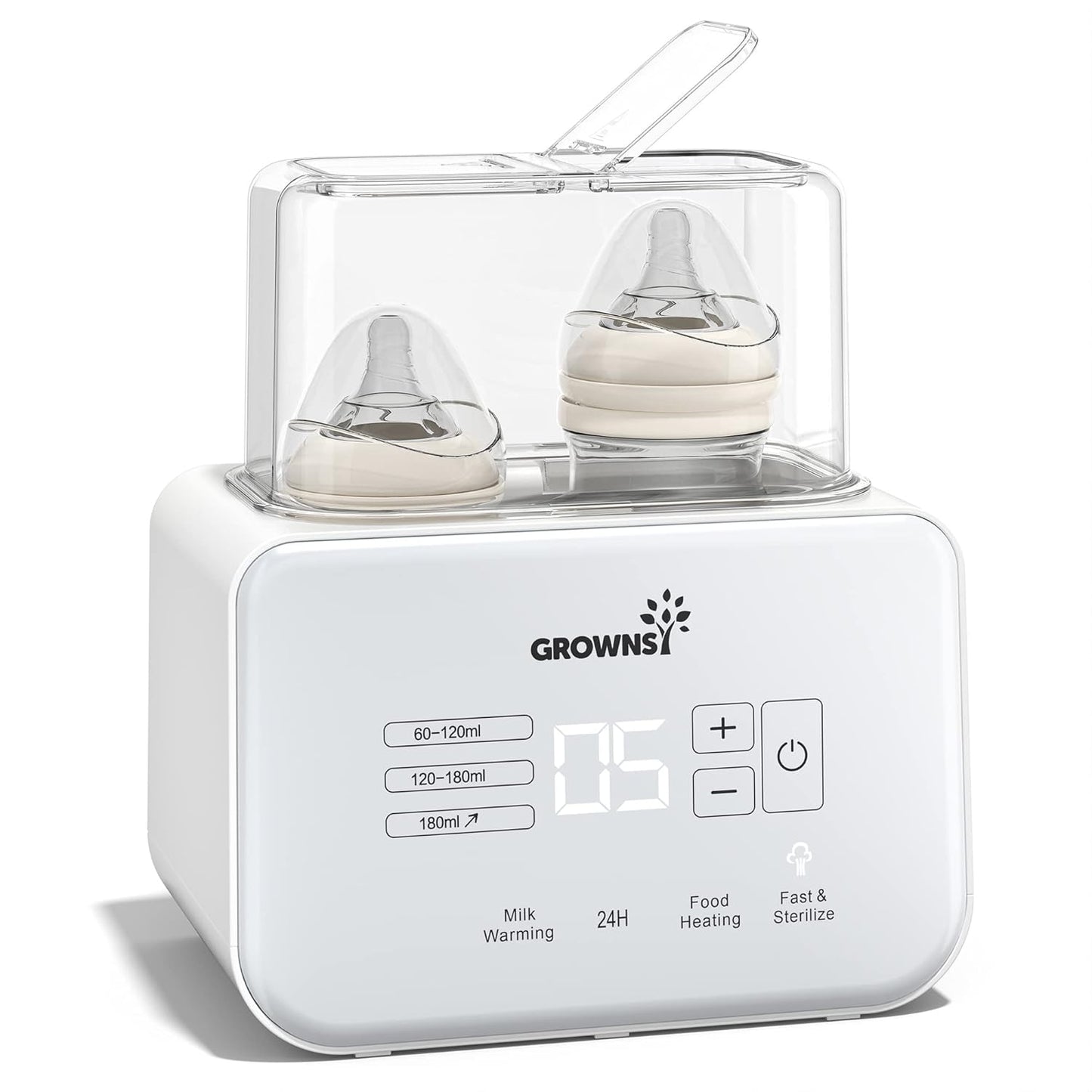 GROWSNY Fast Baby Bottle Warmer, 12-in-1 Milk Warmer with Steam and Water Bath Warming Modes for Breastmilk &Formula, Food Heating,with Thaw, Steri-lize, Egg Boil Function, Fits Most Types of Bottles