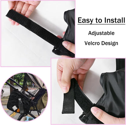 2PCS Universal Side Sling Stroller Cargo Net,Portable Storage Mesh Bag,Stroller Storage Organizer Bag,Non-Slip and Adjustable Straps Side Sling Mesh Organizer(Black)