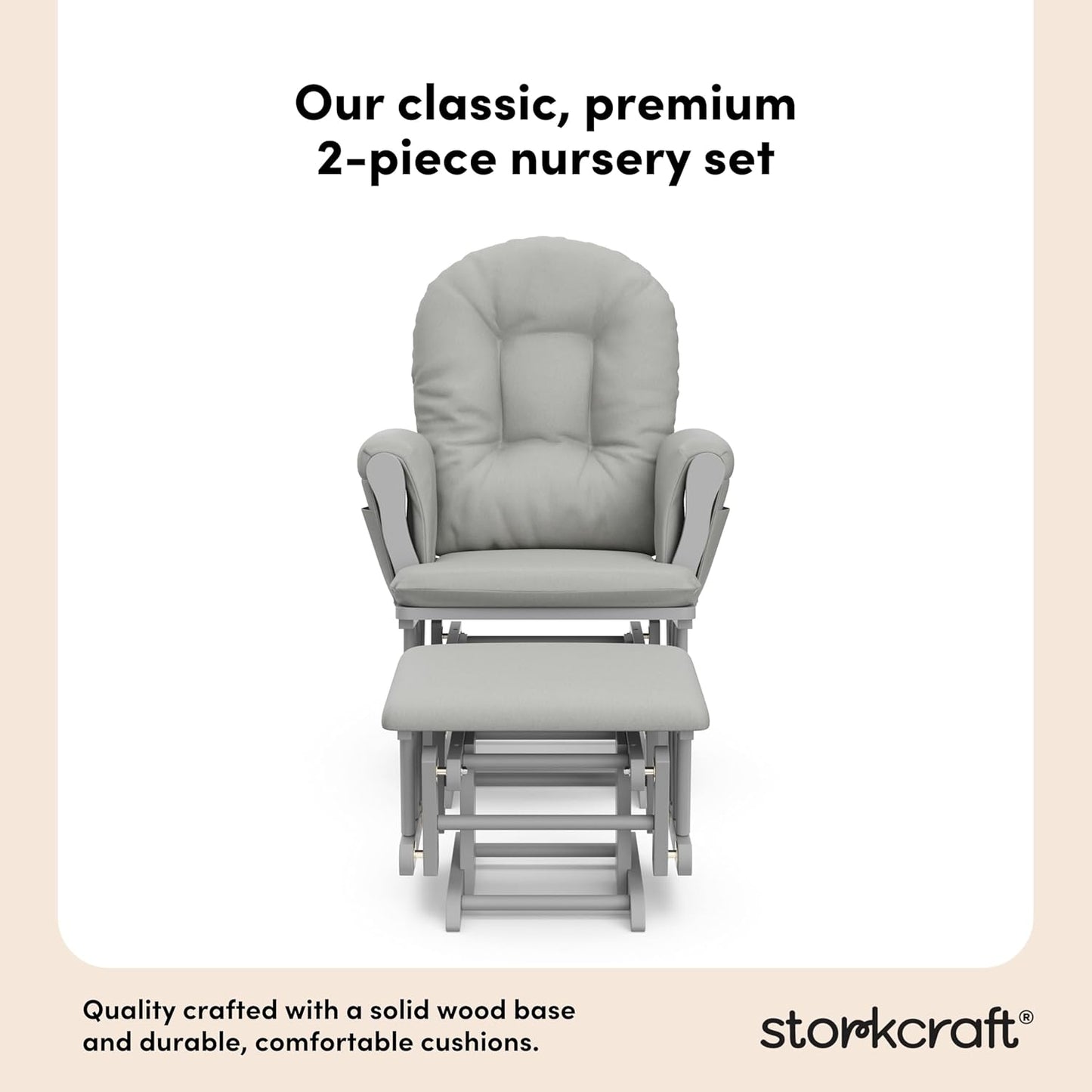 Storkcraft Premium Hoop Glider & Ottoman (Espresso/Gray Swirl) — GREENGUARD Gold Certified Nursery Glider, Solid Wood Craftsmanship, Smooth-Gliding Nursery Chair and Ottoman, Award-Winning - Colors B