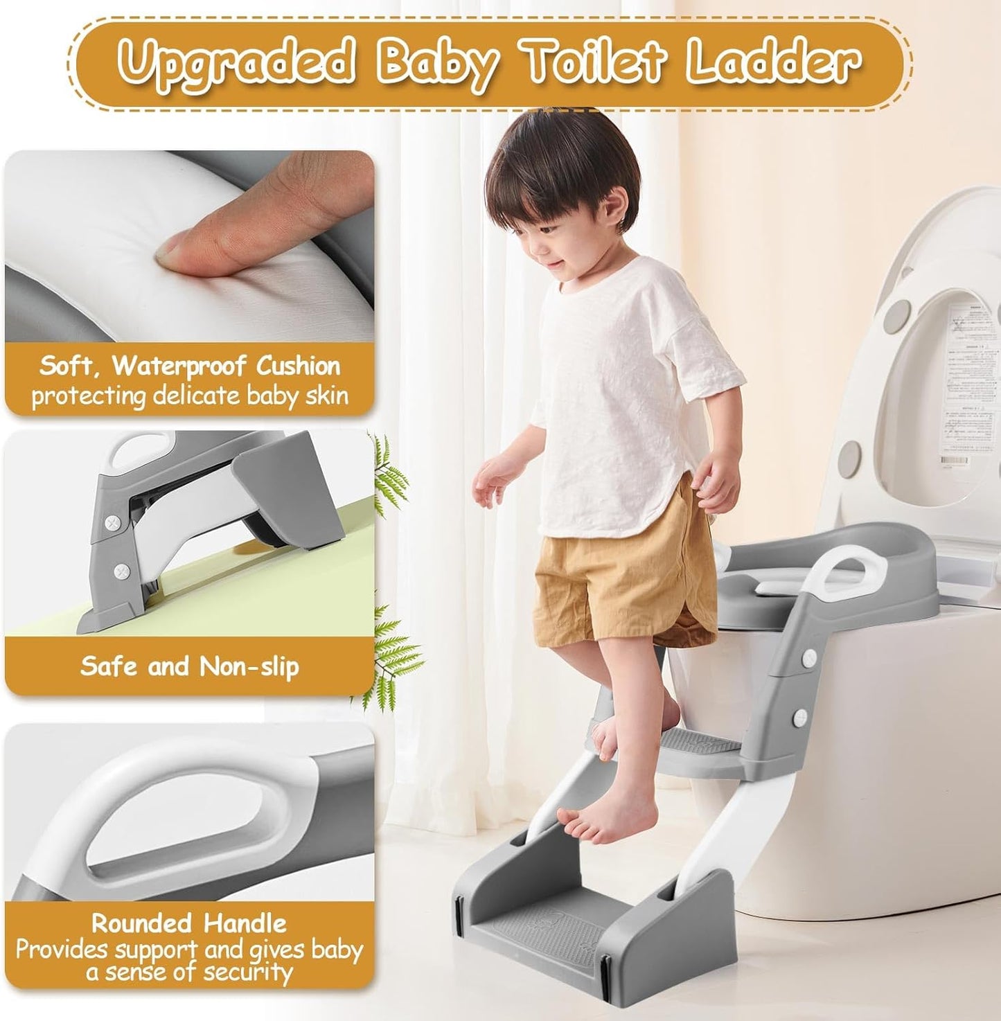 3 in 1 Toddler Potty Training Seat Chair with Ladder and Basin for Boys and Girls, Adjustable Kids Potty Training Seat for Toilet with Anti-Slip Wide Steps and Safety Handles (Green)