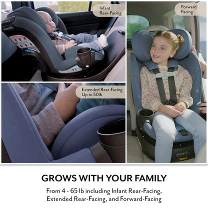 Evenflo Revolve360 Slim 2-in-1 Rotating Car Seat with Green & Gentle Fabric (Travertine)