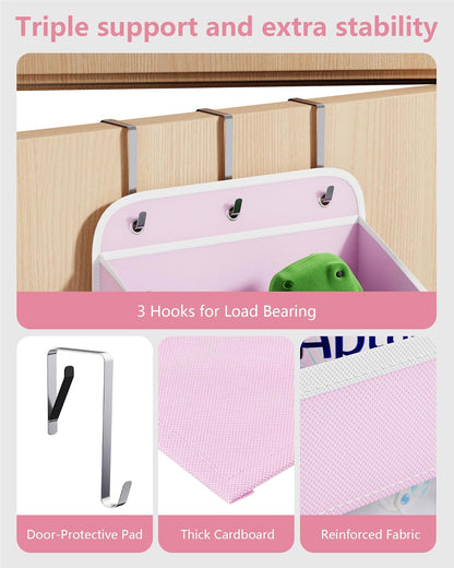 OneDream Over the Door Organizer for Nursery, 5-Tier Baby Clothes Organizer with Removable Storage Caddy, Hanging Behind Door Storage with Clear Pockets and Side Mesh Compartments, Grey