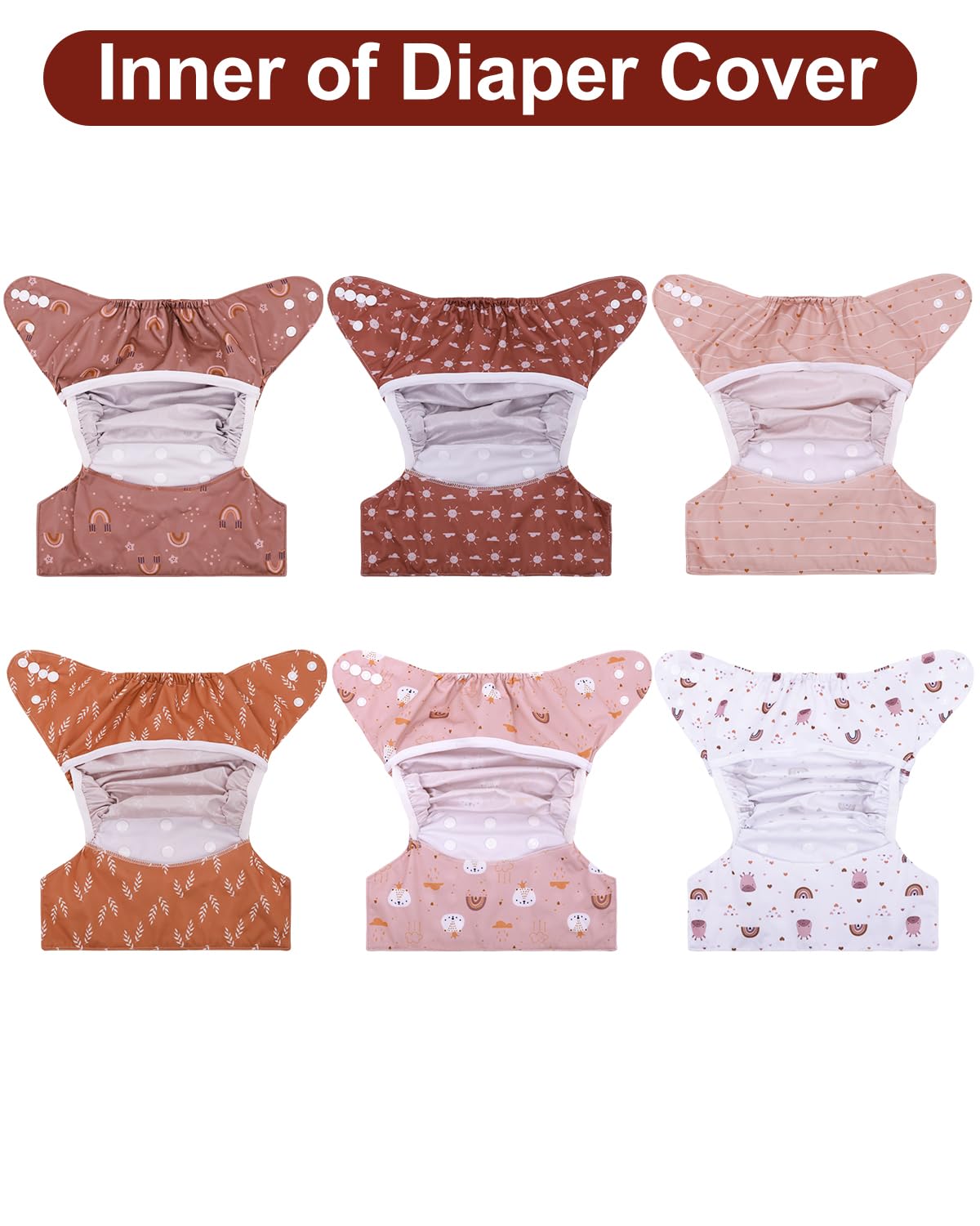 babygoal Cloth Diaper Covers 6 Pack with Wet Bag for Fitted Diapers and Prefolds with Double Gussets, Adjustable and Reusable for Baby Boys and Girls