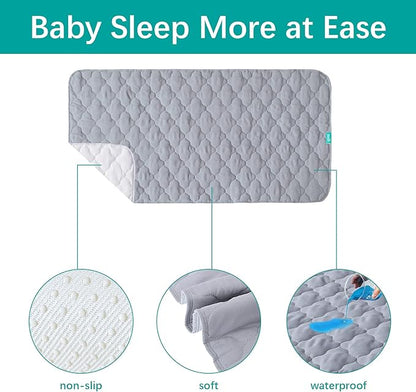 Waterproof Crib Mattress Protector Pad 2 Pack 28" x 52",Non-Slip & Absorbent Mattress Pad for Baby Standard Crib/Bed, Quilted Machine Washable Grey