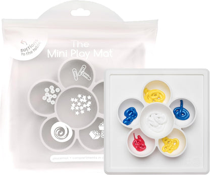 ezpz Mini Play Mat for Baby + Toddler (Blush) - 6 Months+ - Suction Plate with Flower Compartments for Crafts, Painting, Sorting, Snack Time - Promotes Pincer Grip
