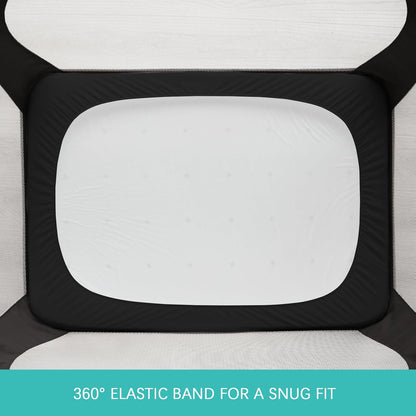 Pack and Play Sheets Fitted Quilted Waterproof Protector, 2 Pack Playard Mattress Pad Compatible with Graco Pack n Play, Mattress Cover fits for Baby Playpen Mattress, Mini Crib, Gray & Navy Blue