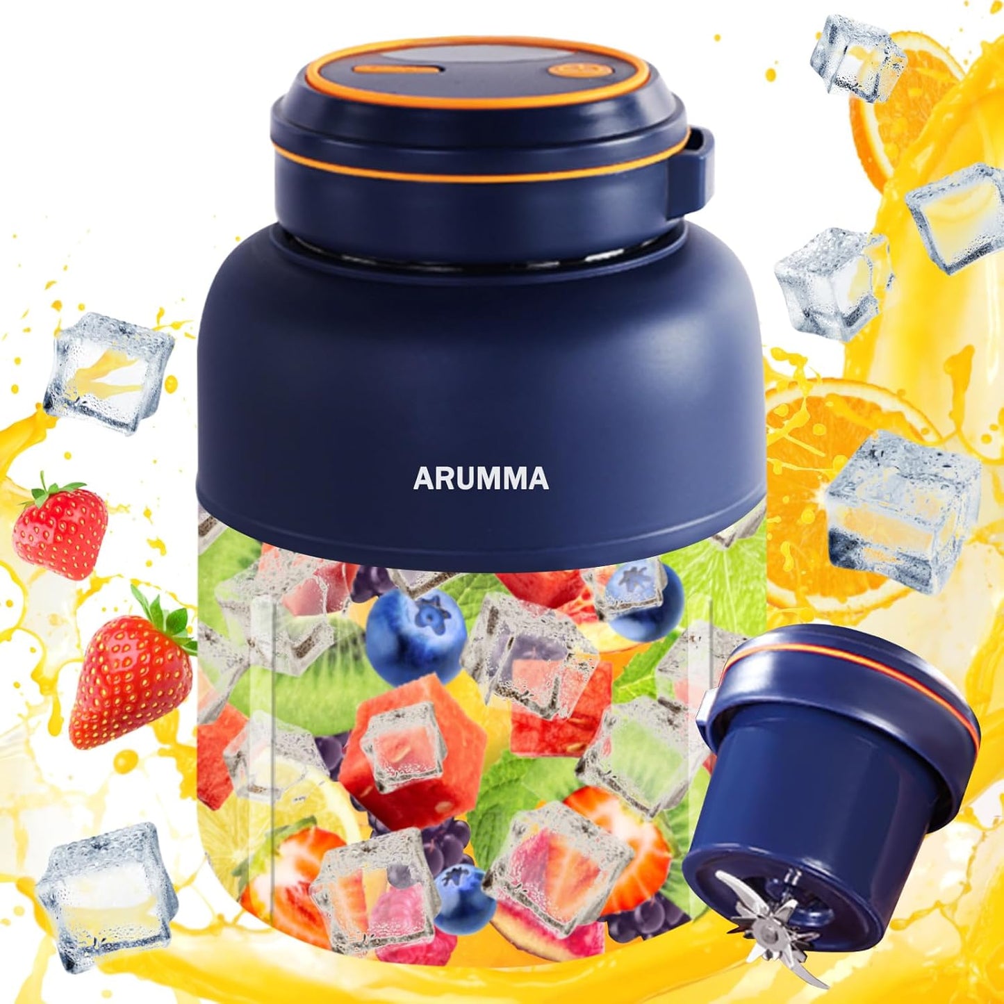 Portable Juice Cup Blender for Smoothies Shakes Fruit Crush Baby Food Maker 43oz 1300ML USB Charging Cordless Food Grade Blades Electric Smoothie Blender for Small Ice Kitchen Outdoor
