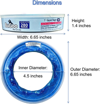 Diaper Pail Refill Bags Compatible with Diaper Genie & Munchkin, 7-layer Thick Odor Lock Unscented Trash Disposal, 5 Pack 1400 Count