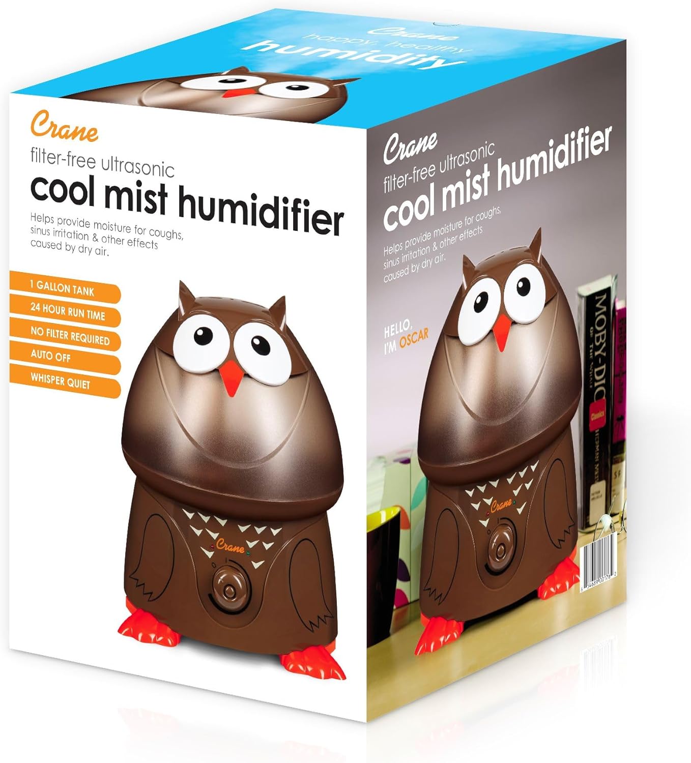 Crane Cute Animal Humidifier for Kids Bedroom and Nursery, Ultrasonic Cool Mist, 1 Gallon, Auto Shut Off, Cool Mist Humidifier