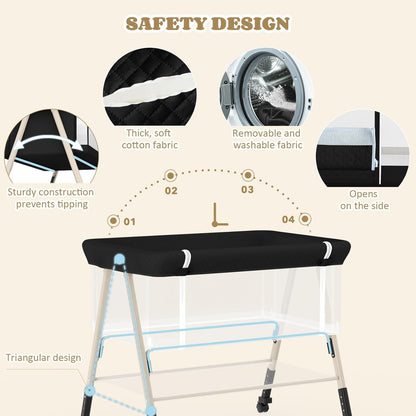 Baby Bassinet, 3-in-1 Baby Bassinets Bedside Sleeper for Newborn with Breathable Mesh, Portable Baby Crib with 4- Adjustable Height, Mattress, Storage Basket & Lockable Wheels, CPSC Beige