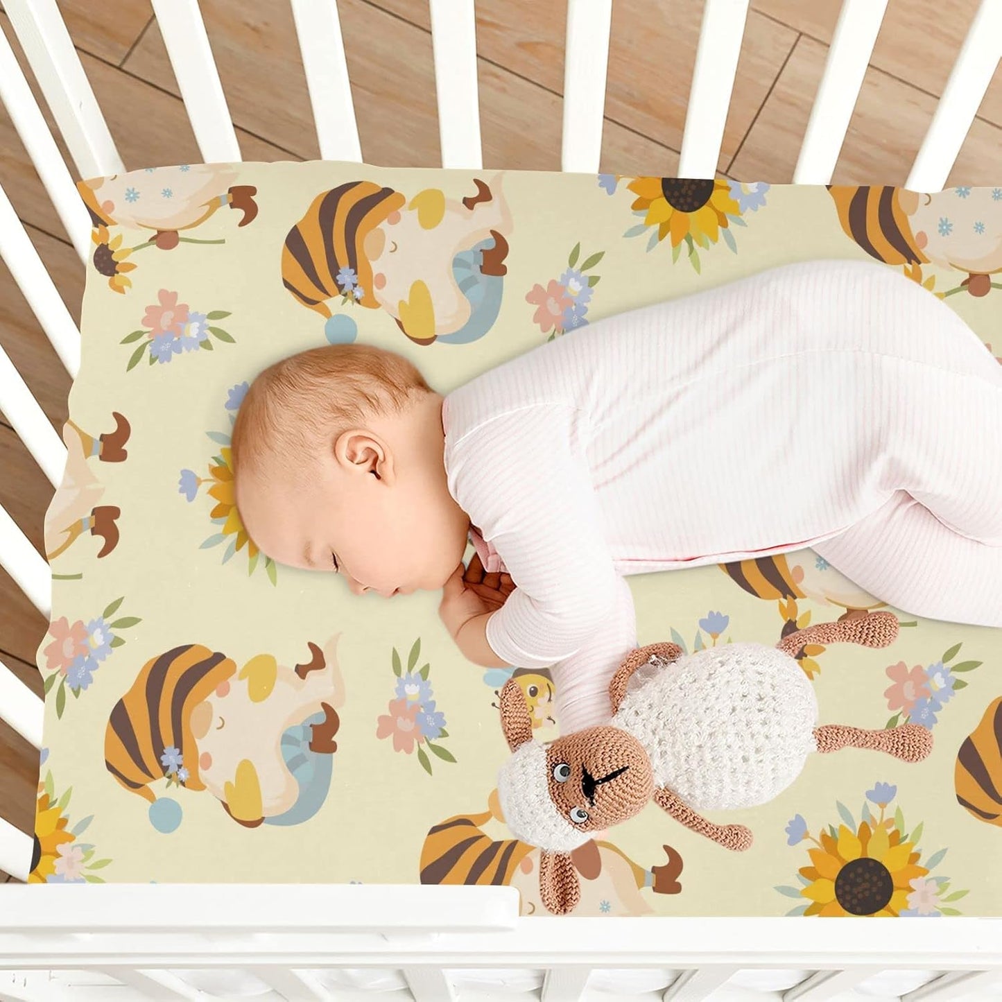 Fall Cute Mushroom Leaves Fitted Crib Sheets Stretchy Portable Playard Sheets for Baby Toddler, Breathable Soft Mini Crib Mattress 52 x 28 in for Boys and Girls