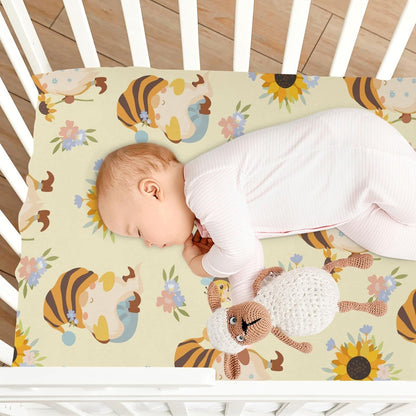 Fall Cute Mushroom Leaves Fitted Crib Sheets Stretchy Portable Playard Sheets for Baby Toddler, Breathable Soft Mini Crib Mattress 52 x 28 in for Boys and Girls