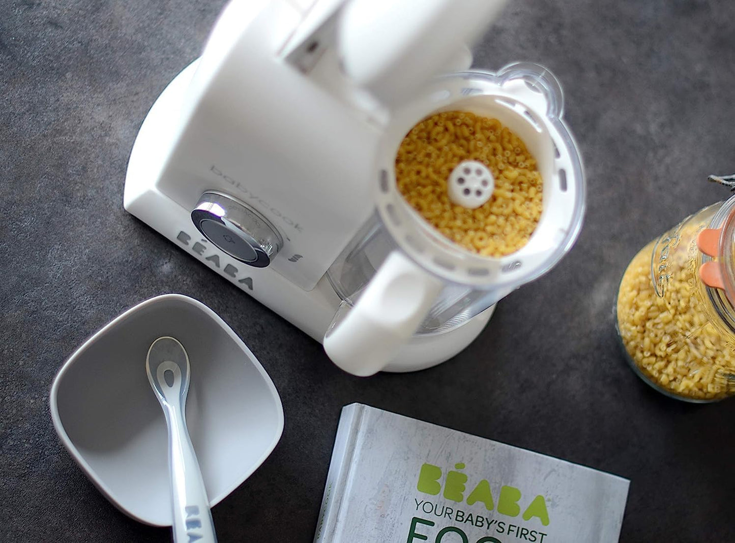 BEABA Babycook Solo Duo Rice Pasta and Grain Insert, Baby Food Maker, Baby Food Processor, Baby Food Blender, Baby Food Steamer, Homemade Baby Food, Make Fresh Healthy Baby Food at Home, White