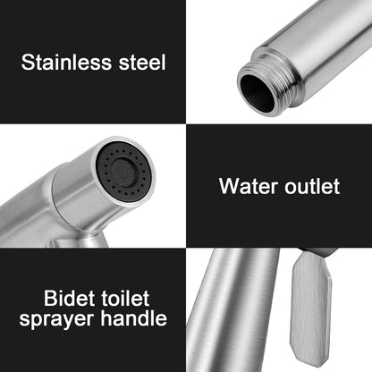 Mudder 2 Pieces Bidet Sprayer Head Stainless Steel Bidet Attachment for Toilet Handheld Cloth Bathroom Diaper Sprayer for Kitchen Adjustable Water Pressure Control (Black)