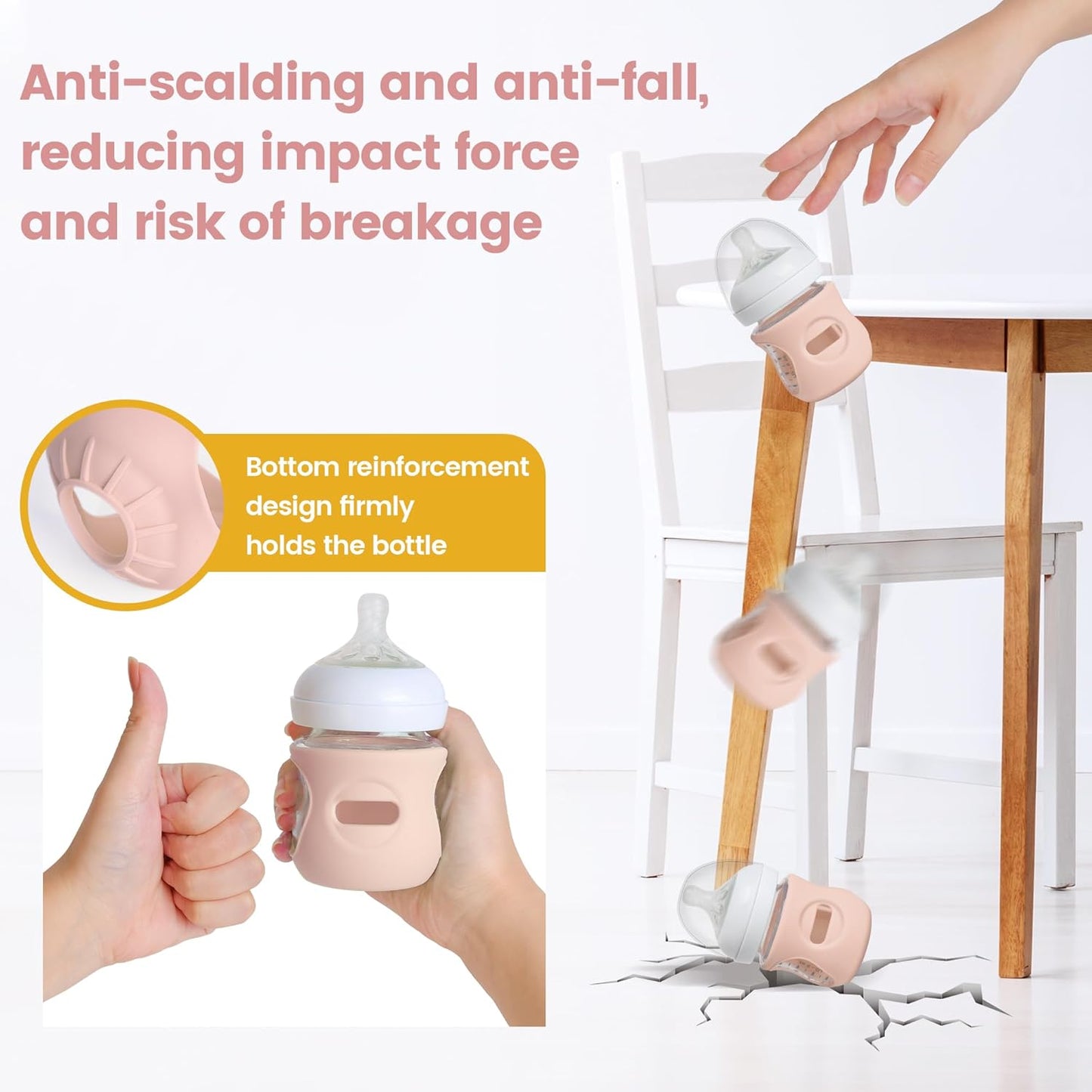 3 Pack Silicone Sleeves for Philips Avent Natural Glass Baby Bottles, Food Grade Silicone Anti Breakage Baby Bottles Holder, Compatible with Philips Avent Glass Natural Baby Bottle 8oz