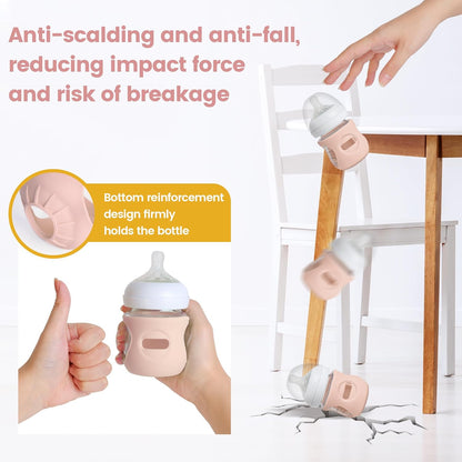3 Pack Silicone Sleeves for Philips Avent Natural Glass Baby Bottles, Food Grade Silicone Anti Breakage Baby Bottles Holder, Compatible with Philips Avent Glass Natural Baby Bottle 8oz