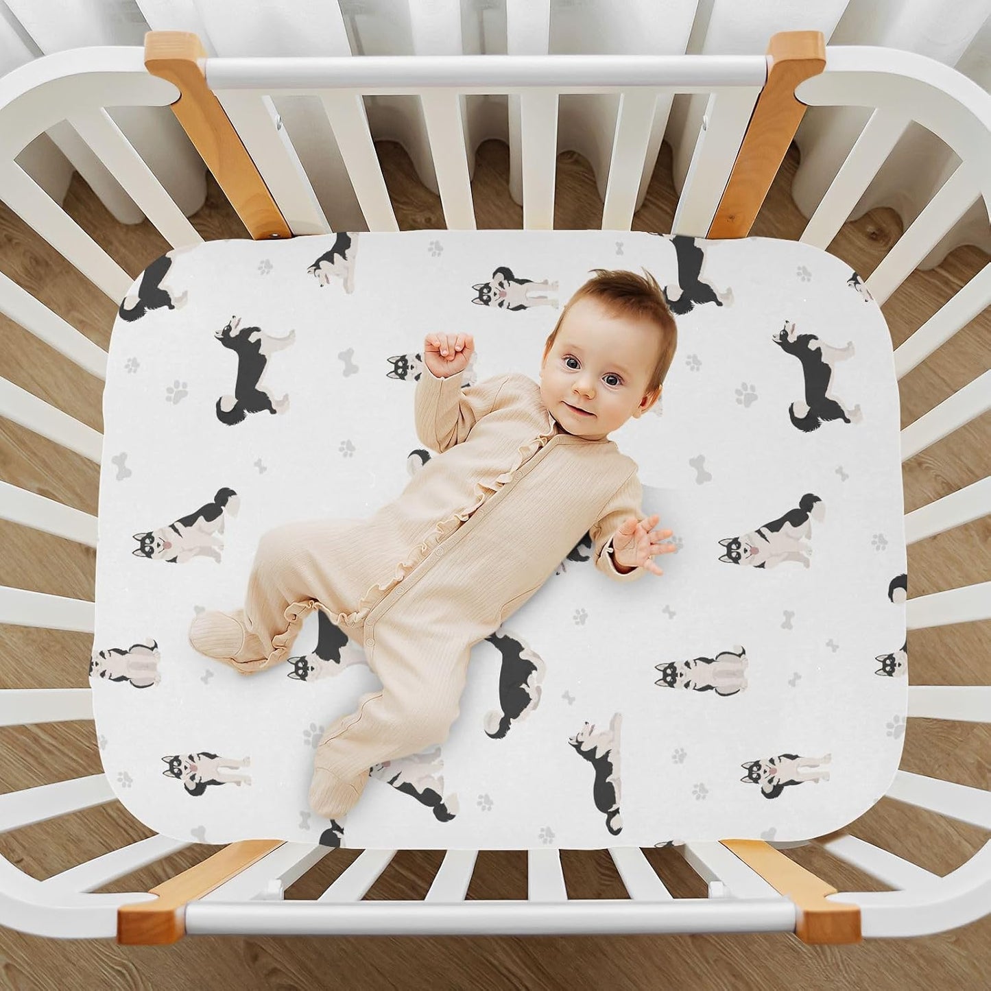 Fall Cute Mushroom Leaves Fitted Crib Sheets Stretchy Portable Playard Sheets for Baby Toddler, Breathable Soft Mini Crib Mattress 52 x 28 in for Boys and Girls