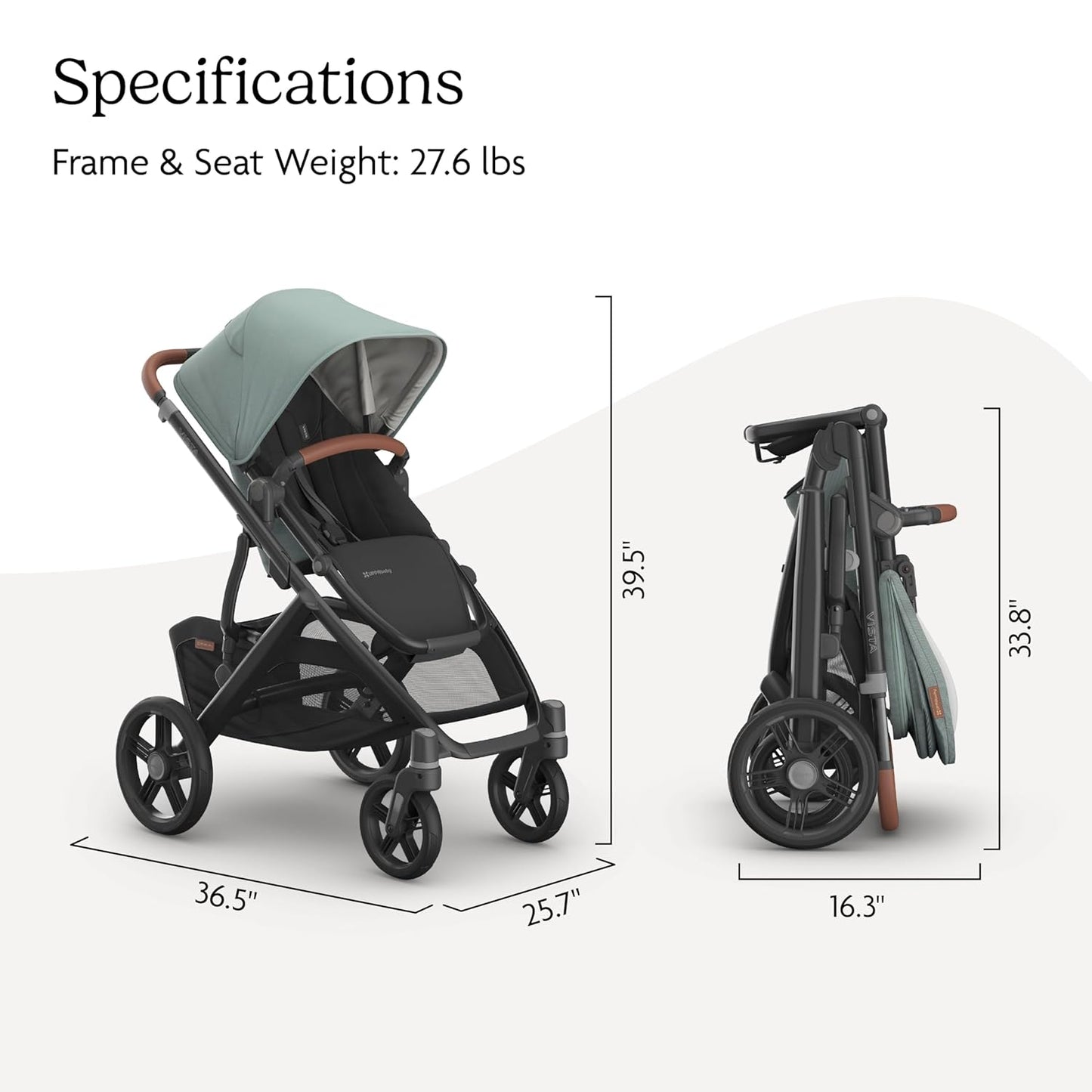 UPPAbaby Vista V3 Convertible Single-to-Double Stroller for Baby & Toddler, 30+ Configurations, Car Seat Compatible, All-Wheel Suspension, XL Basket – Owen (Mocha Mélange/Carbon Frame)