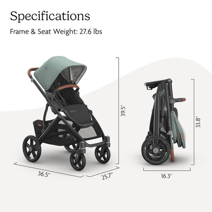 UPPAbaby Vista V3 Convertible Single-to-Double Stroller for Baby & Toddler, 30+ Configurations, Car Seat Compatible, All-Wheel Suspension, XL Basket – Owen (Mocha Mélange/Carbon Frame)