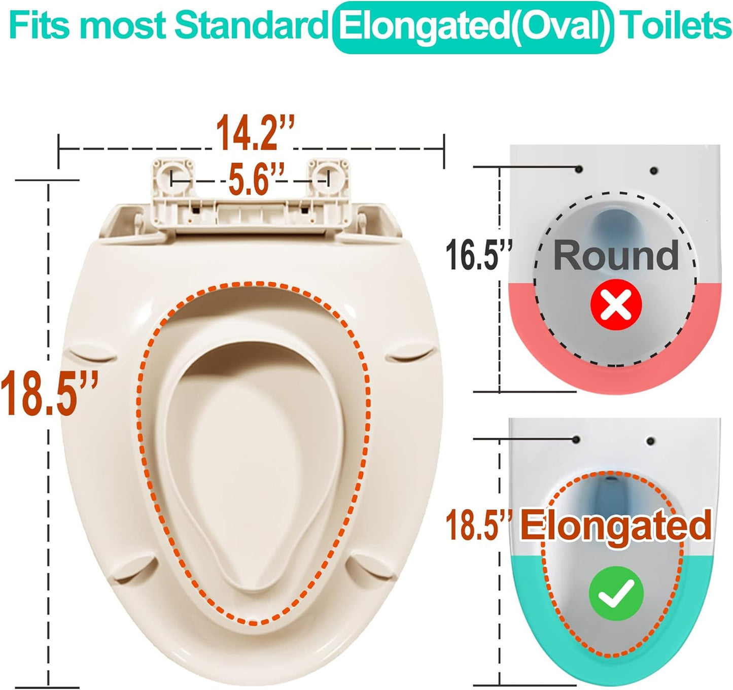 Elongated Toilet Seat with Built-in Potty Training Seat for Toddlers& Adults, Slow Close, Never Loosen, Heavy Duty, Ergonomic, Space Saving Toddler Toilet Seat(Elongated 18.5", Oval)