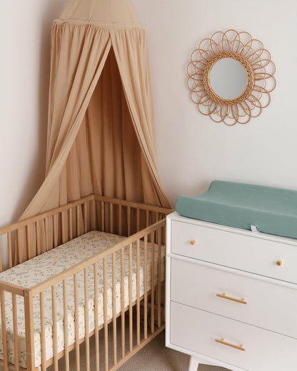 Blissful Diary Muslin Bassinet Sheets for Baby Girls Boys, Boho Soft Cotton Fitted for Oval Hourglass Rectangle Mattress, 2 Pack(Sunshine&Brown)