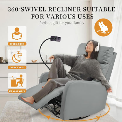 Power Swivel Rocker Recliner Chair for Nursery, Upholstered Glider Rocking Chair with Phone Holder,USB Ports, Small Recliners for Small Spaces Living Room, Bedroom