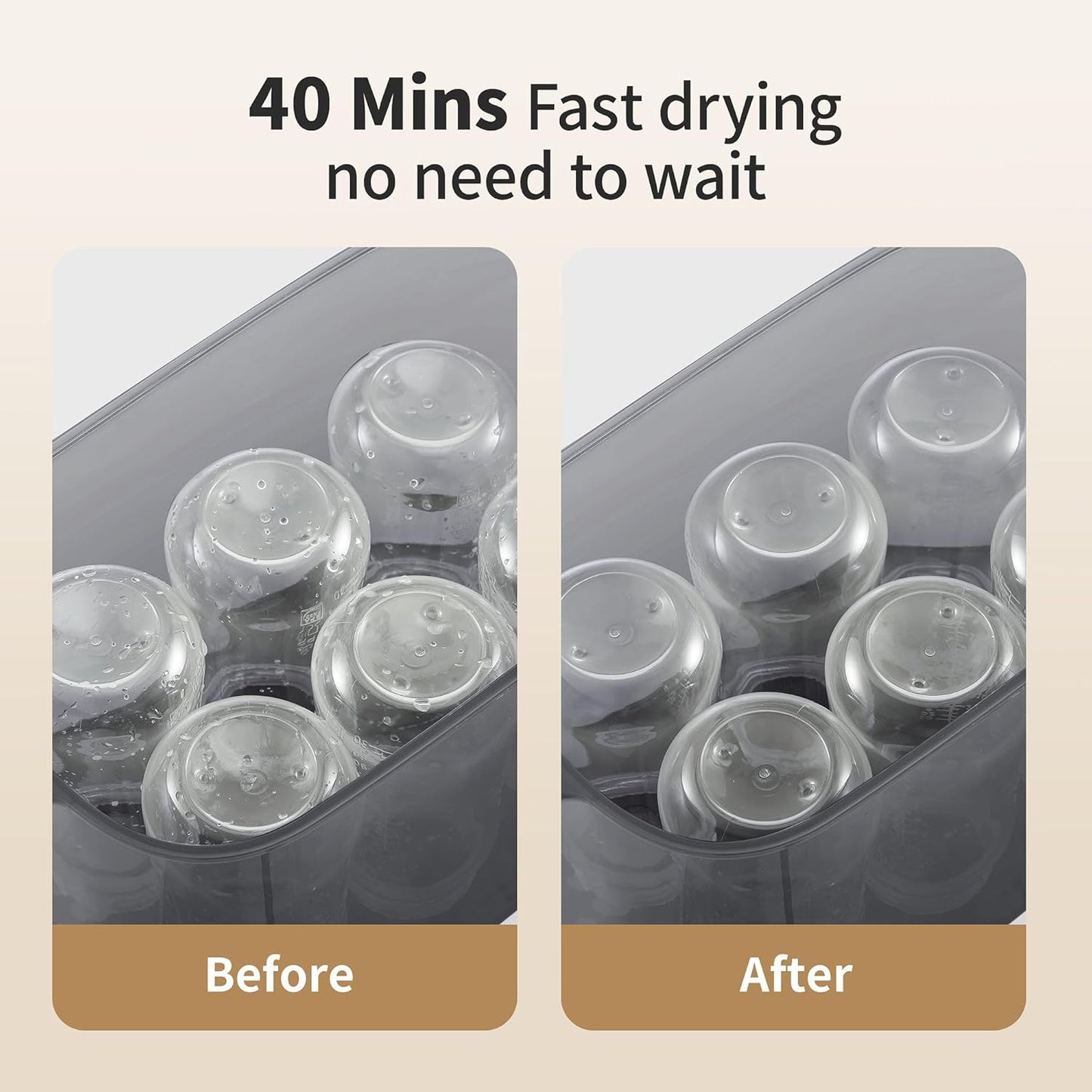 AMZBABYCHEF 4-in-1 Baby Bottle Steamer and Dryer, Electric Steamer with Fast Drying, Universal Fit for All Bottles, LED Touch Screen & Auto Shut-Off Protection (Grey)