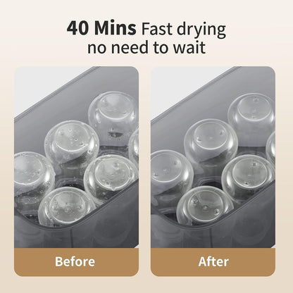 AMZBABYCHEF 4-in-1 Baby Bottle Steamer and Dryer, Electric Steamer with Fast Drying, Universal Fit for All Bottles, LED Touch Screen & Auto Shut-Off Protection (Grey)
