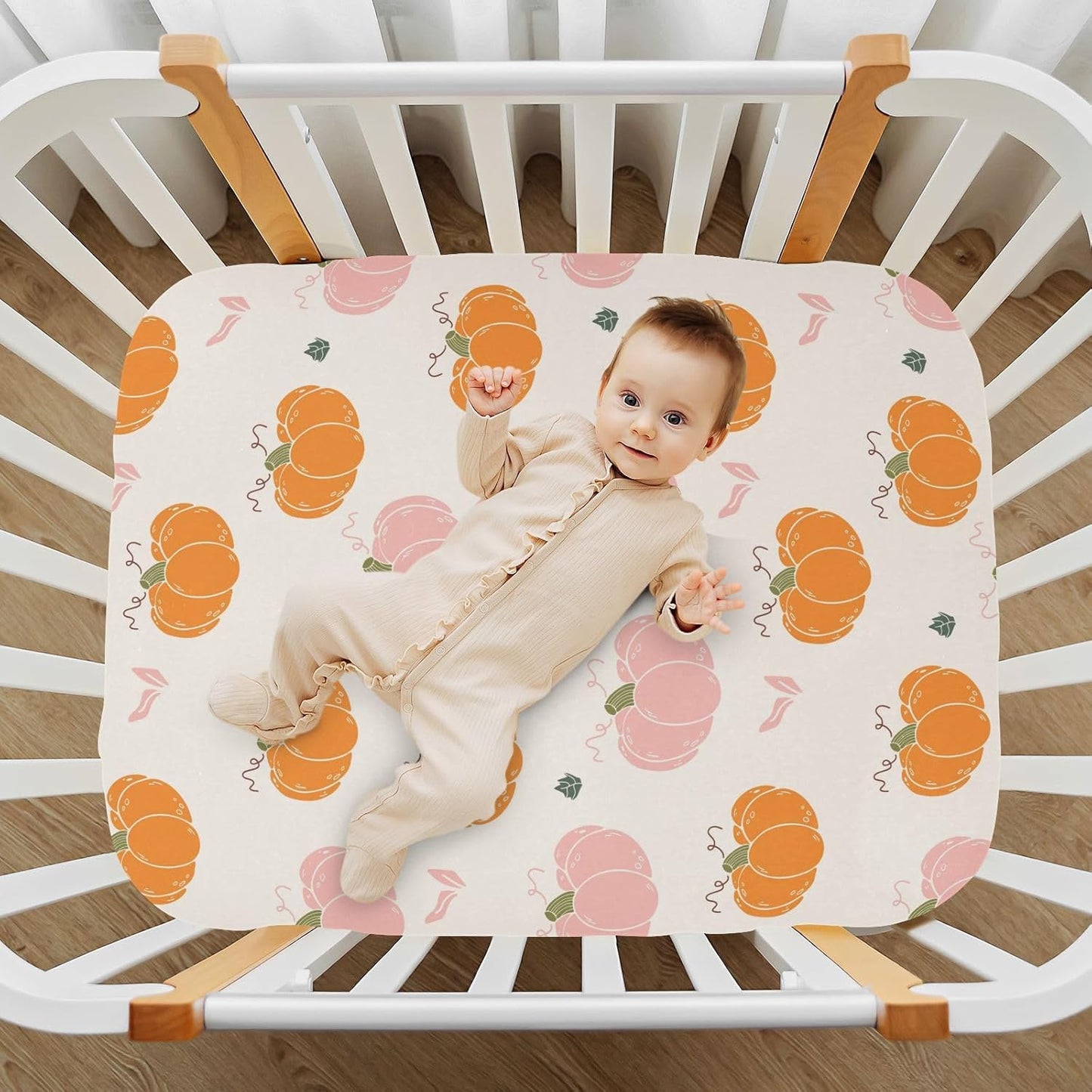 Fitted Crib Sheets Cactus and Floral Stretchy Portable Playard Sheets for Baby Toddler, Breathable Soft Mini Crib Mattress 52 x 28 in for Boys and Girls