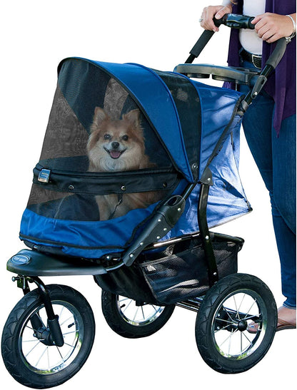 Pet Gear No-Zip Jogger Pet Stroller for Cats/Dogs, Zipperless Entry, Airless Tires, Easy One-Hand Fold, Cup Holder + Storage Basket, Salt- Extra Large