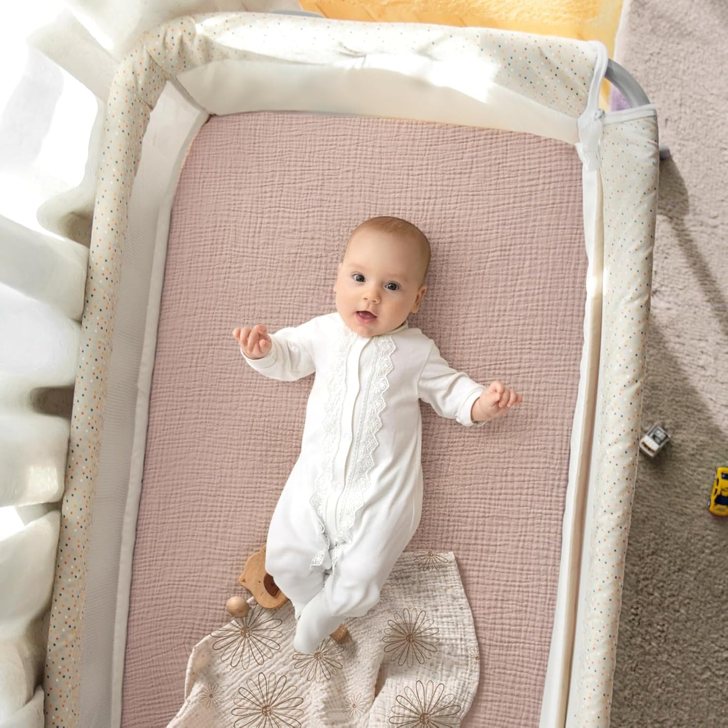 lulumoon Muslin Bassinet Sheets for Baby: Soft Bedside Sleeper Bassinet Fitted Sheets for Boys and Girls