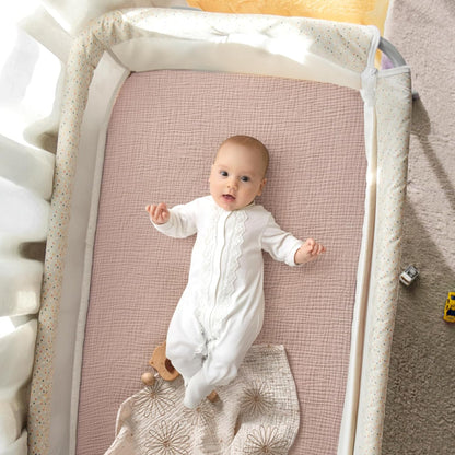 lulumoon Muslin Bassinet Sheets for Baby: Soft Bedside Sleeper Bassinet Fitted Sheets for Boys and Girls
