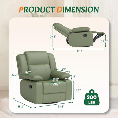 AILEEKISS Nursery Glider Recliner Chair with Adjustable Armrests, Swivel Rocking Recliner for Breastfeeding Moms, 360° Swivel, 30° Rocking, 90°-160° Recline, Easy-Clean Nursery Chair(White)