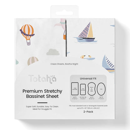 TotAha Premium Stretchy Bassinet Sheets for Baby Girl, Silky Comfort Cradle Sheets Fitted 18 x 36 for Oval, Rectangular, Hourglass Mattress, Hypoallergenic, Buttery Soft 2-Pack (Floral & Pale Pink)