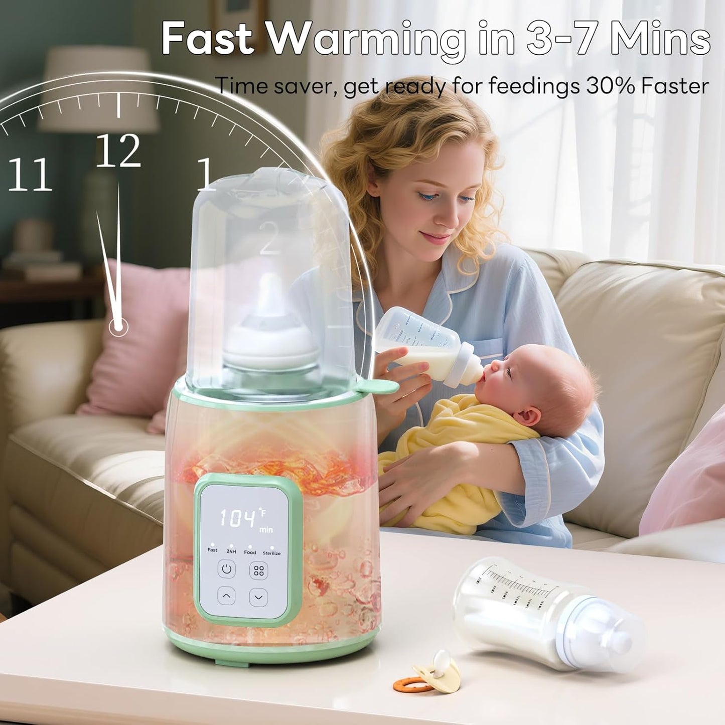 Bottle Warmer, 8-in-1 Fast Baby Bottle Warmer for Breastmilk and Formula,Milk Warmer with Accurate Temperature Control and Automatic Shut-Off,Multifunctional Bottle Warmers for All Bottles (Purple)