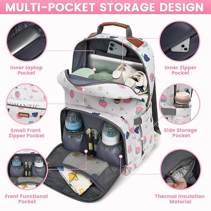 Diaper Bag Backpack, Large Baby Nappy Bags with Portable Changing Pad for Boys and GirlsMultifunction Travel Baby Bag for Moms Dads, Shower Gifts Waterproof and Stylish