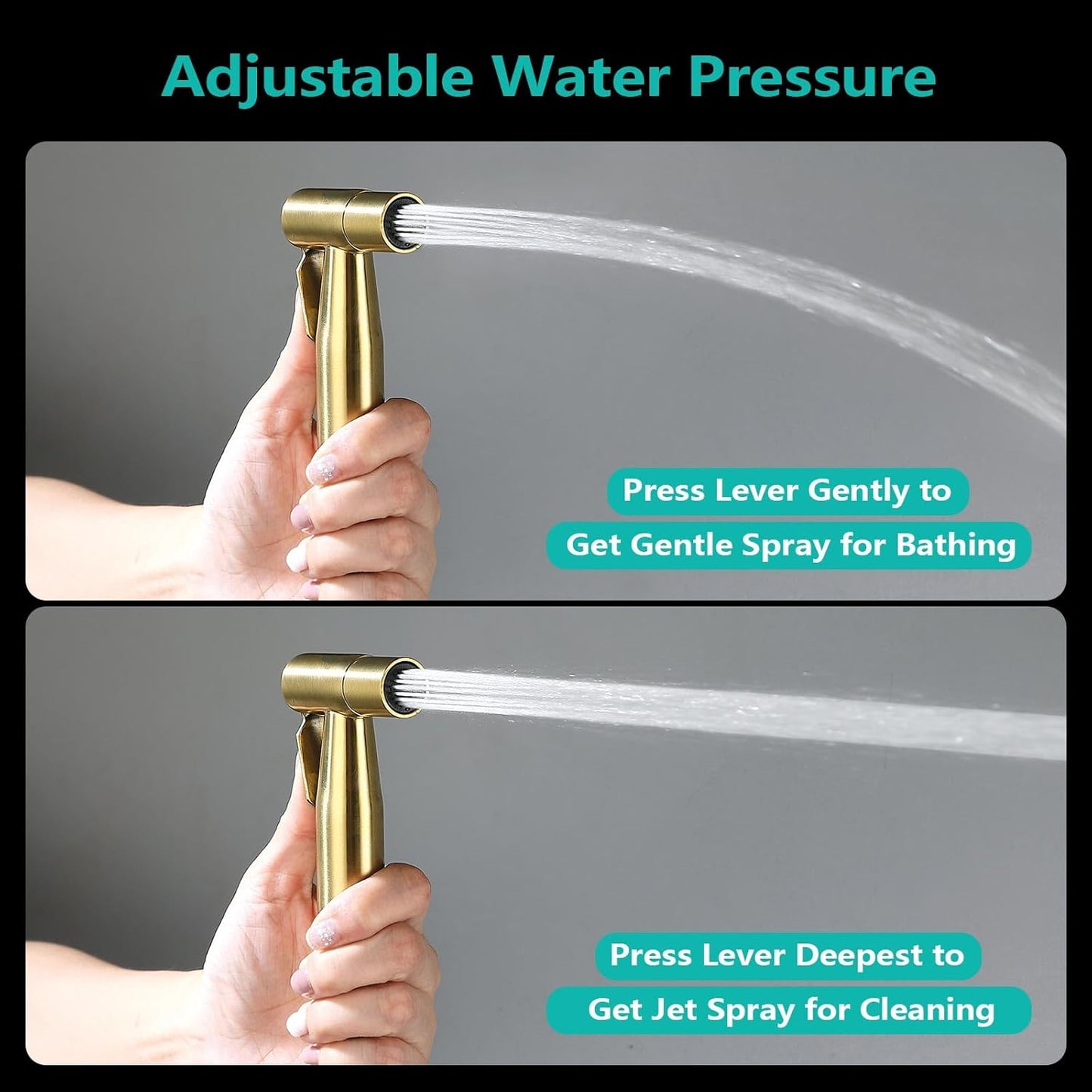 BARROCK Bidet Sprayer for Toilet, Handheld Jet Spray for Existing Toilets with Bidet Hose, Adjustable Water Pressure Muslim Shower, Stainless Steel Cloth Diaper/Feminine Wash Sprayer Brushed Nickel