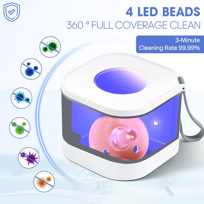 Pacifier Sterilizer Box, Portable Cleaning Pod for Baby Pacifiers, Bottle Nipples, Teethers, Mouth Guards, Braces and Jewelry