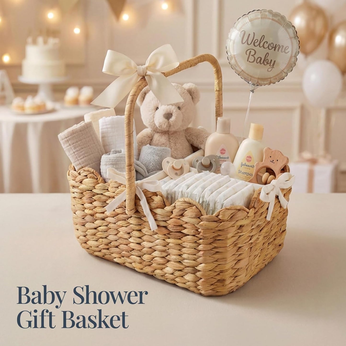 Best Choice Products Baby Diaper Caddy Organizer, Large Portable Handmade Nursery Basket w/Removable Divider & Handles, Handwoven Changing Table Storage Bin for Nursery Organization - Chestnut
