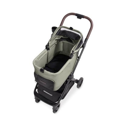 WonderFold Bella Pet Stroller - Autofold Design with Lightweight Aluminum Frame, Breathable Carriage Fabrics and Canopy, Safety Tethers & Easy-Clean Interior - Graphite Black