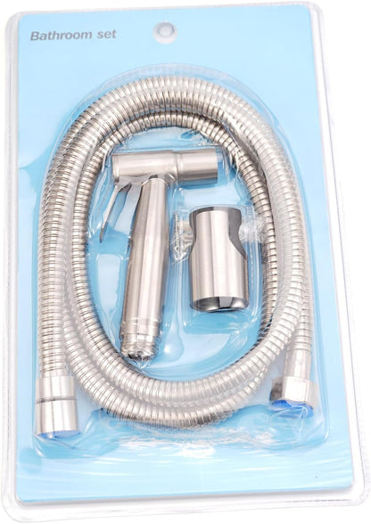 Bathroom SUS304 Stainless Steel Handheld Bidet Sprayer Toilet Cloth Diaper Shower, Toilet Jet Spray Set (Bidet Nozzles with 60inch Hose and Holder)