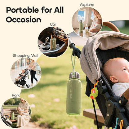 Portable Bottle Warmer for Travel - 3Min Fast Heating of Breast Milk and Formula, 36W Fast Charge, 17 Ounces Large Capacity, Baby Bottle Warmer On The Go for Outdoor Airplane and Car