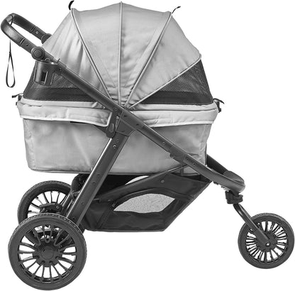 VEVOR Pet Stroller, 44 lbs Weight Capacity, Foldable Dog Cart, 4 Wheels Cats Stroller with Mesh Windows & Revrsible Handle, Portable Pet Carrier with Brake, for Small to Medium Pets