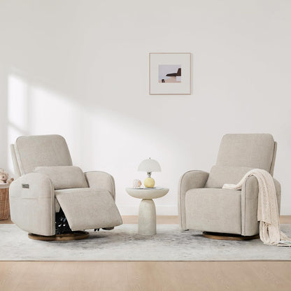 CHITA Power Nursery Glider Recliner Chair, Electric Swivel Rocker Recliner for Adults, Rocking Chair with Removable Lumbar Pillow for Living Room, FSC Certified, Fabric in Linen