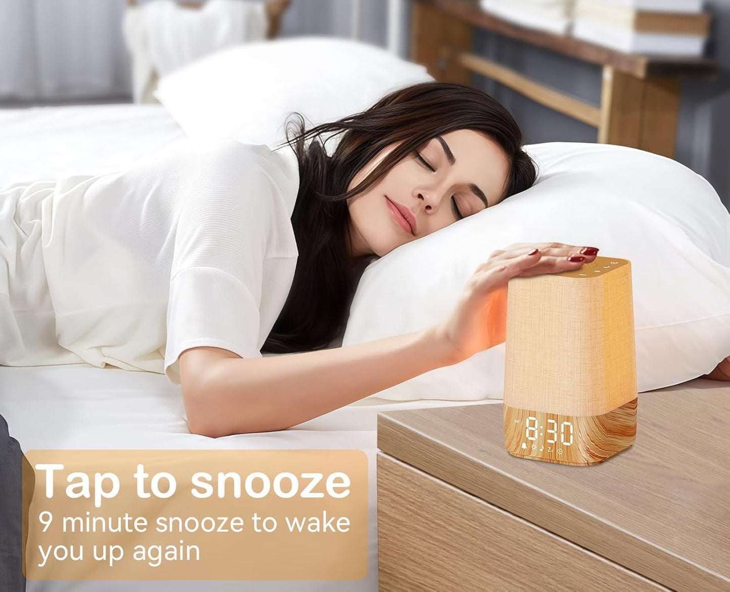 10-60 Mins Simulate Sunrise Alarm Clock: Gentle Wake Up Light Adjustable Brightness, 30 Volume, Bright & Loud Enough for Heavy Sleepers - White Noise Machine with 30 Soothing Sounds, Ease of Use