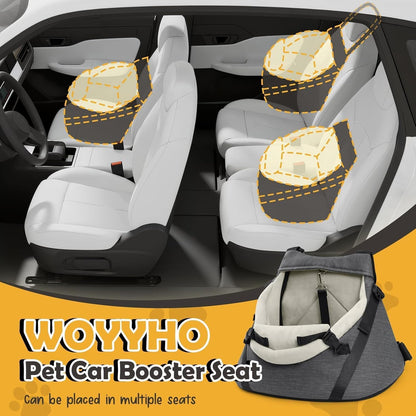 WOYYHO Luxury Dog Booster Car Seat Up to 7 lbs, PU Leather Pet Car Seat with Safety Belt & Soft Flannel Liner for Teacup Yorkie, Chihuahua, Maltese, Pomeranian, Toy Poodle, Small Cats, Bunny, Puppies