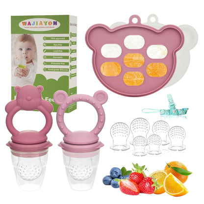 Baby Breastmilk Popsicle Molds & Baby Fruit Feeder (6 Pack), WAJIAYON Infant Food Freezer Tray Storage Containers, Silicone Teething Pacifier Feeder and Teether for Babies,Babies Feeder