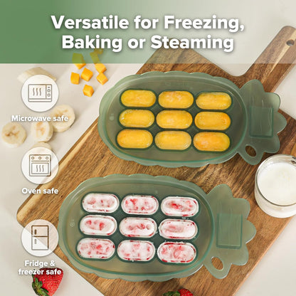 Haakaa Silicone Nibble Freezer Tray -Breastmilk Popsicle Mold - Baby Fruit Food Feeder Tray - Baby Food Maker - Ice Cube Tray - 4 Months+ Babies - BPA Free -Apricot