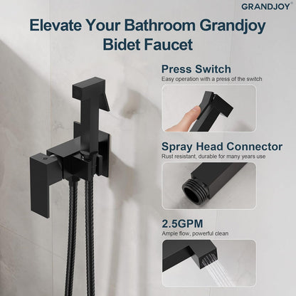 Brushed Gold Hot & Cold Handheld Bidet Sprayer for Toilet, Adjustable Water Pressure Control, SUS304 Stainless Steel Hose Wall Mount Bidet Faucet for Feminine Wash & Cloth Diaper