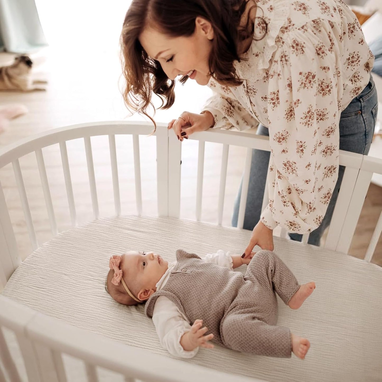 lulumoon Muslin Bassinet Sheets for Baby: Soft Bedside Sleeper Bassinet Fitted Sheets for Boys and Girls